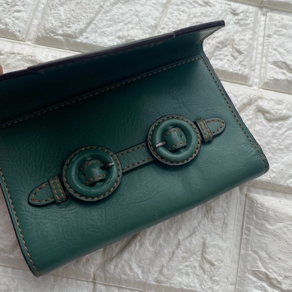 Vintage Nest by Anthropologie green Leather Card trifold Wallet - Picture 6 of 8